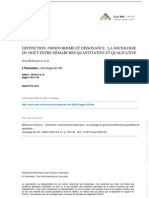 Bellavance, G., Valex, M., Verdalle, L. de - Distinction, Omnivorisme, Et Dissonance: La Sociologie Du Goût Entre Démarche Quantitative Et Qualitative