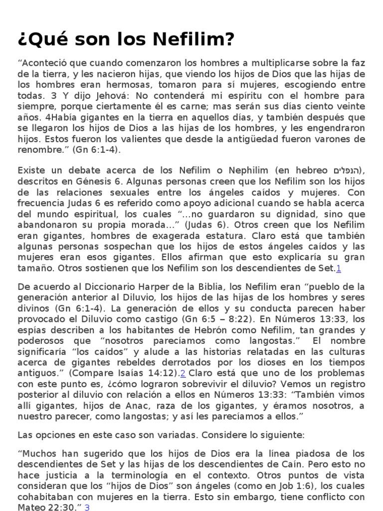 Qué Son Los Nefilim PDF Nephilim Mitología