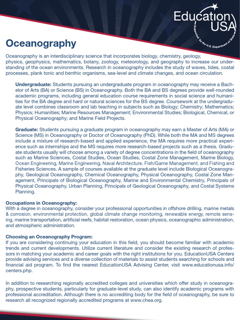 Oceanography Degree Programs Overview | PDF | Oceanography | Master Of ...