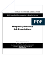 Hospitality Industry Job Descriptions: The Cape Cod Human Resources Association'S