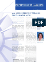 The Service Recovery Paradox: Dispelling The Myth: WWW - Imd.Ch No. 174 September 2009