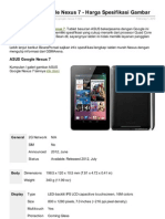 Tablet ASUS Google Nexus 7 Harga Spesifikasi Gambar