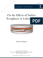 On the Effects of Surface
Roughness in Lubrication
Andreas