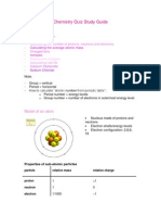 Chemistry Quiz Study Guide-Atomic Theory