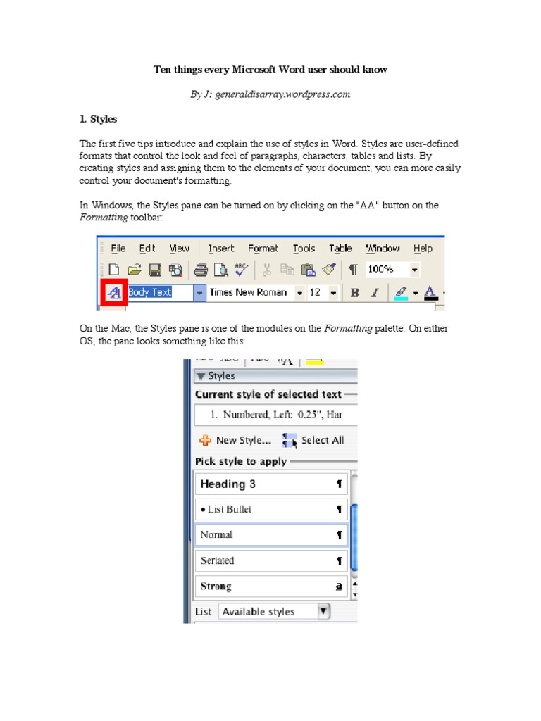 Essential Microsoft Word Formatting Tips | PDF | Microsoft Word | Paragraph