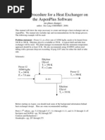 Design Procedure For A Heat Exchanger On The AspenPlus Software