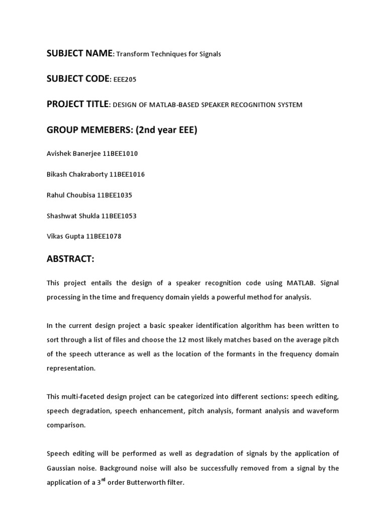 Subject Name Subject Code Project Title GROUP MEMEBERS: (2nd Year EEE ...