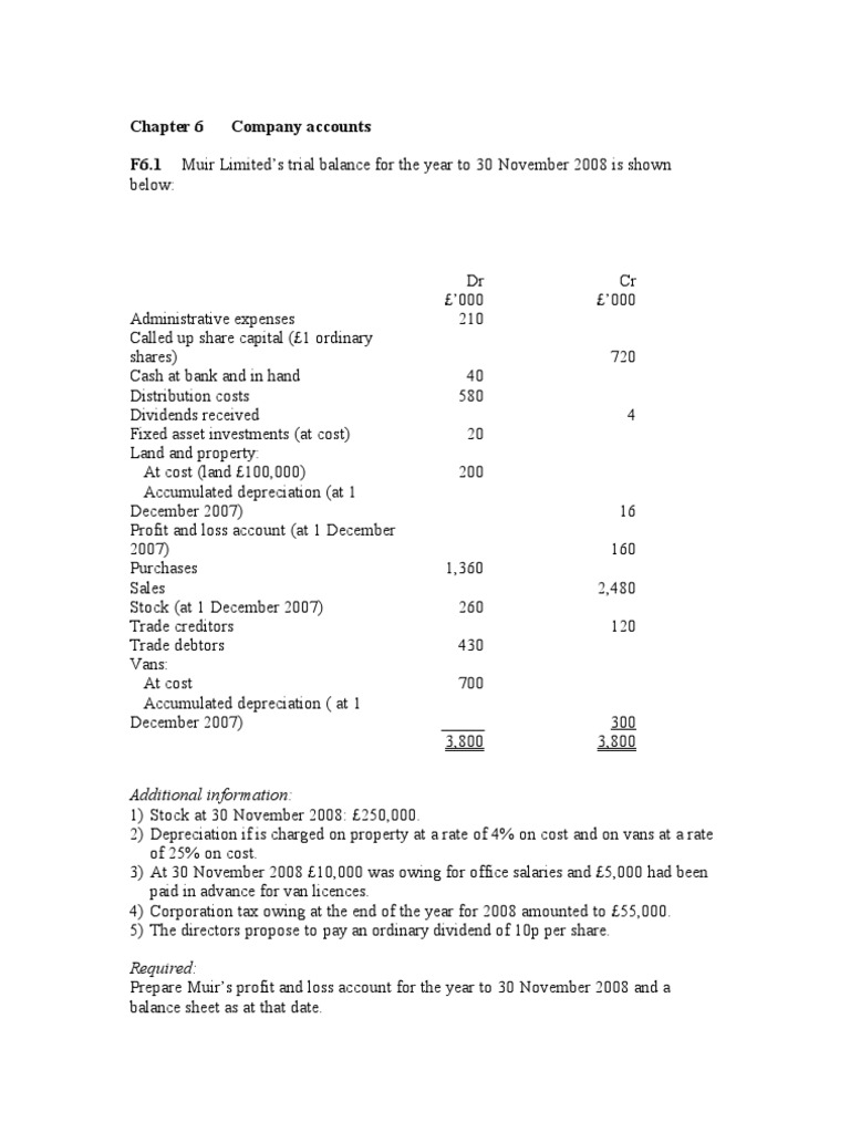 Muir and McAdam Financial Statements Analysis | PDF | Dividend | Expense