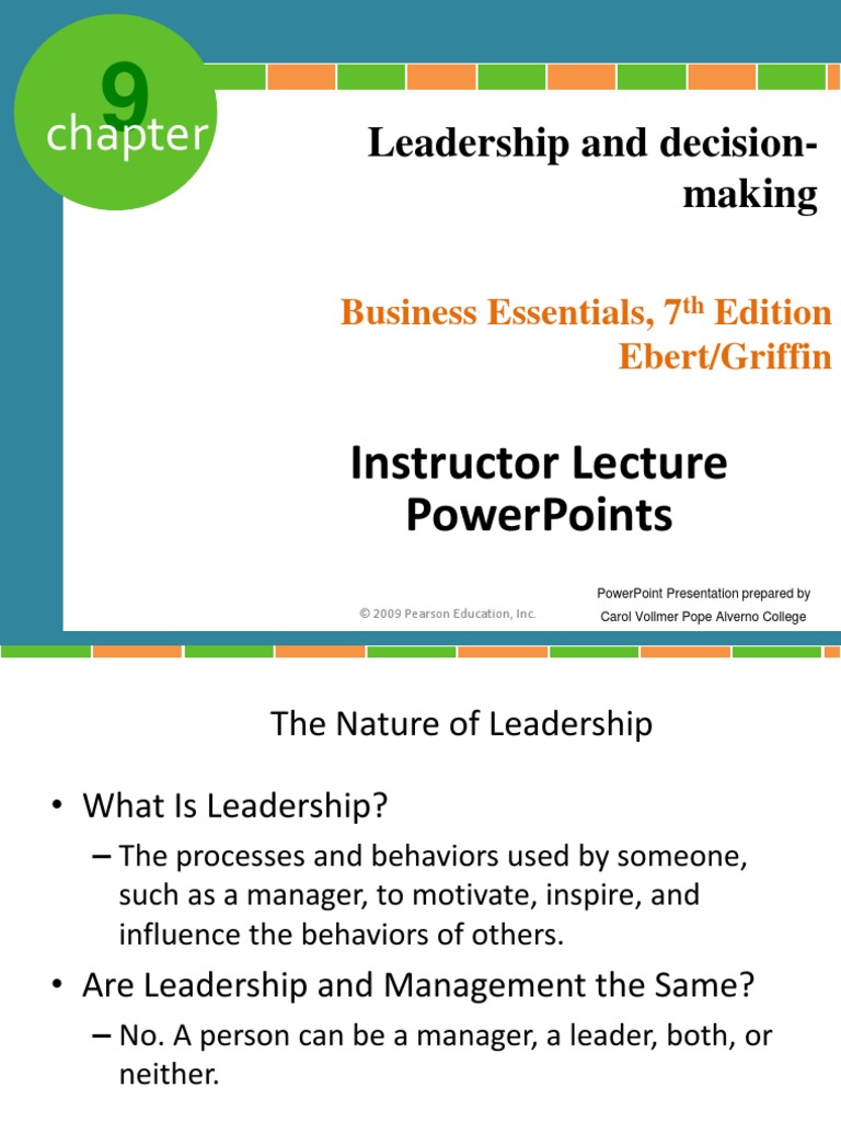 Chapter 9 Leadership and Decision-Making | PDF | Leadership | Decision ...