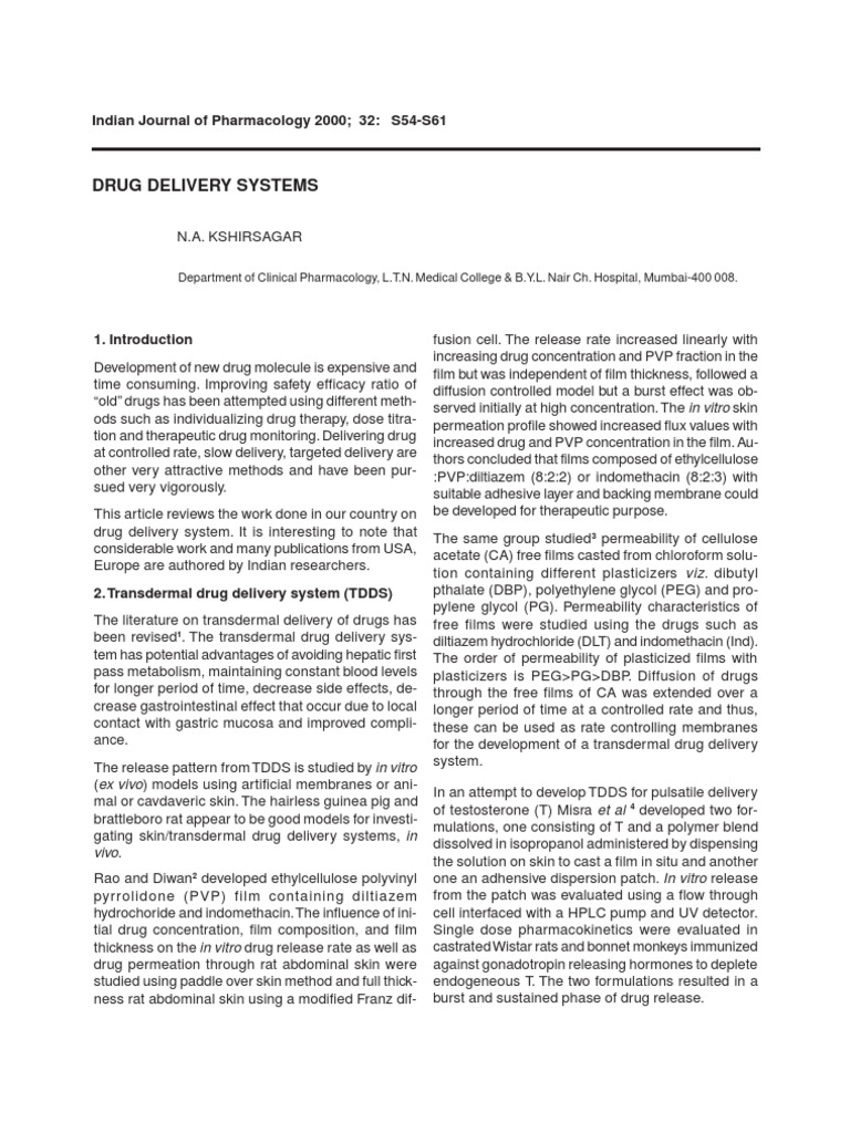 Advances in Drug Delivery Systems | PDF | Science & Mathematics