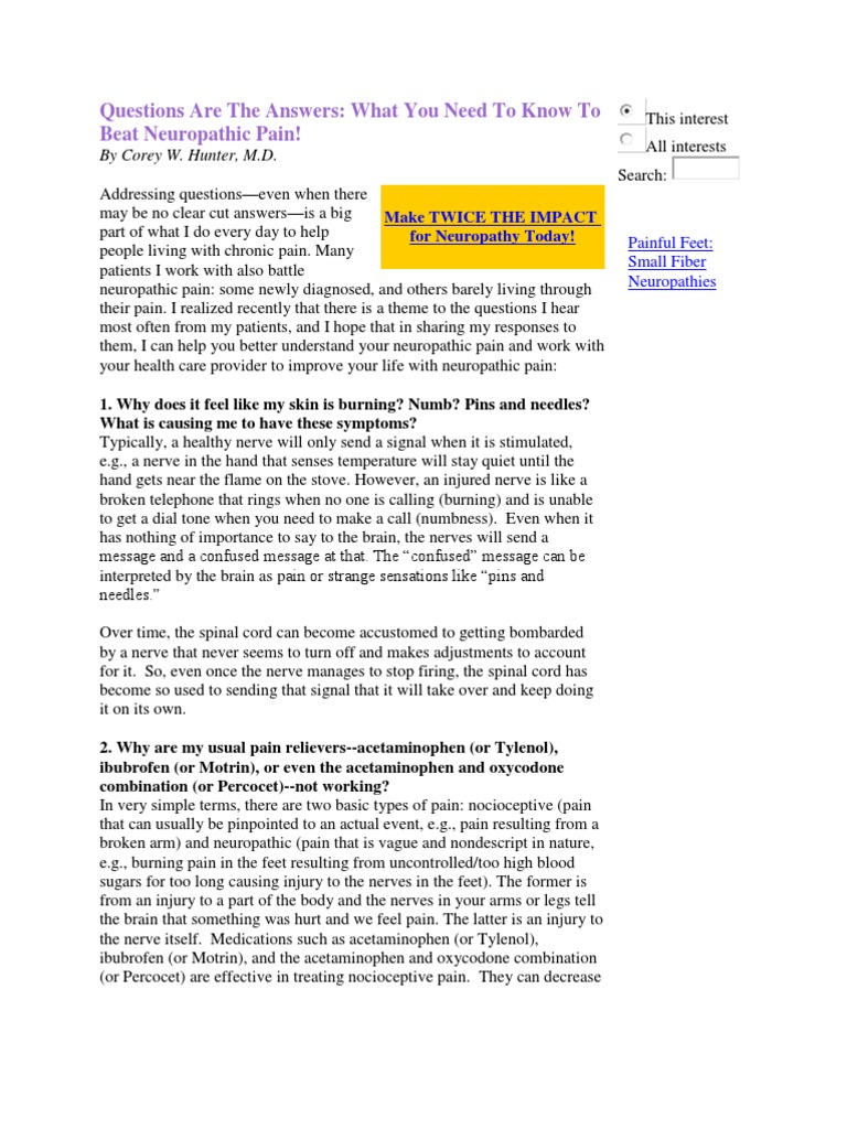 Understanding Neuropathic Pain An Expert Provides Insights and Answers