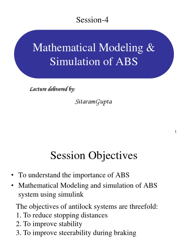 ABS Case Study Session 4 PDF Anti Lock Braking System Control Theory