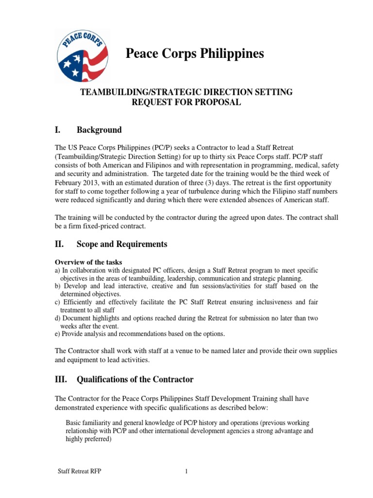 Peace Corps Staff Retreat RFP 2013 | PDF | Team Building | Peace Corps