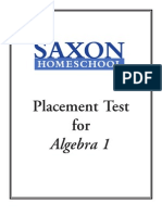 Placement Test For: Algebra 1