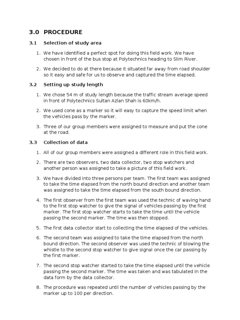 Traffic Speed Measurement Procedure | PDF