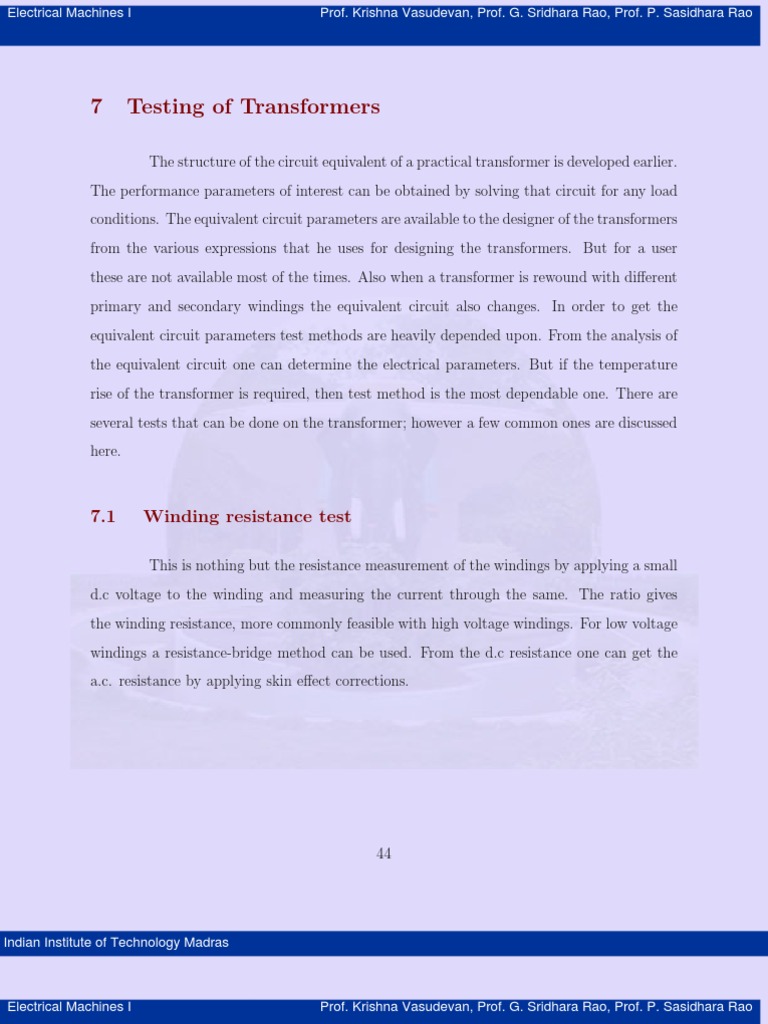 Transformer Testing Methods Explained | PDF | Transformer | Electrical ...