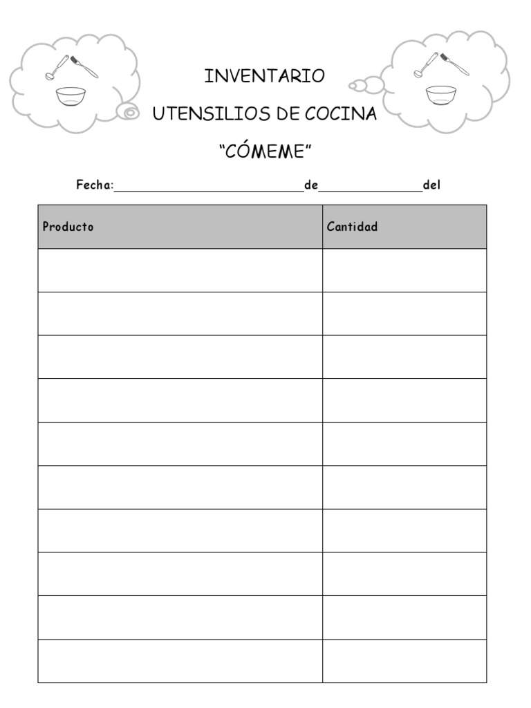 Inventario Utensilios De Cocina “Cómeme” | Negocios | Economias