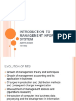 Introduction To Management Information System: Aditya Sood 1011502