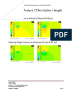 E423 Airfoil Analysis 243mm//chord Length: Pressure Contours at Velocity 20 M/s & 50 M/s