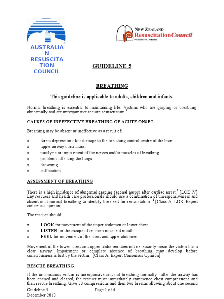 Guideline 5: Australia N Resuscita Tion Council | PDF | Cardiopulmonary ...