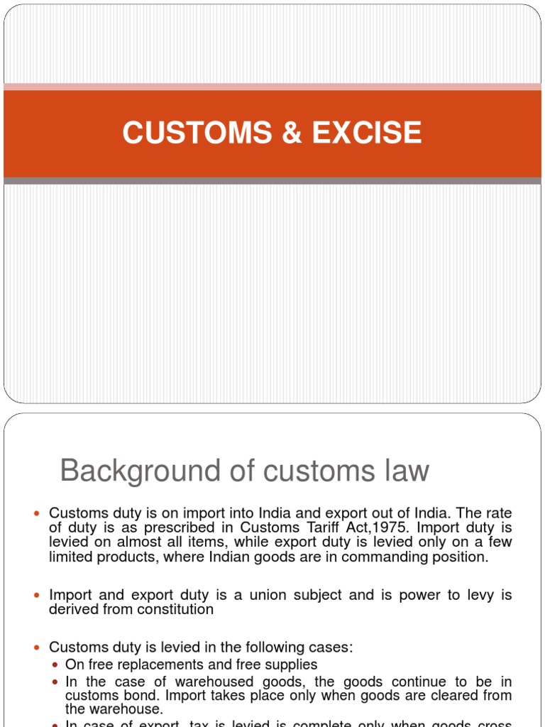 Customs and Excise PDF