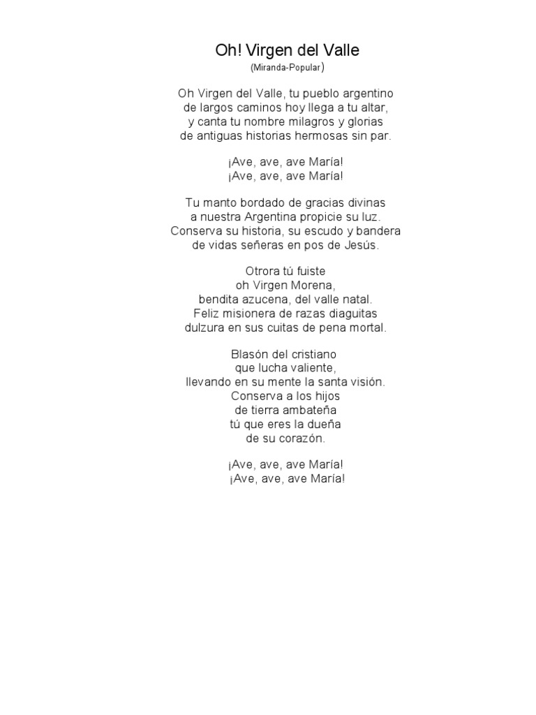 Himno a la Virgen del Valle | PDF