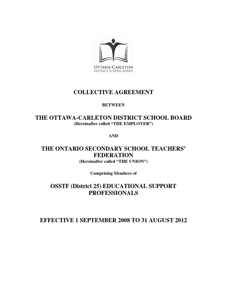 OCDSB-OSSTF Collective Agreement 2008-2012 | PDF | Employee Benefits ...