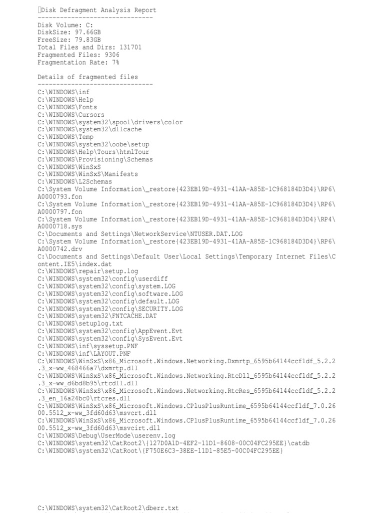Disk Fragmentation Analysis Report | PDF | Microsoft Windows | Advanced ...