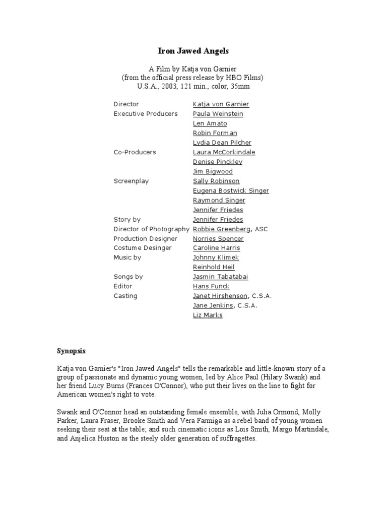 Iron Jawed Angels Script | PDF | Democratic Rights | Women's Rights
