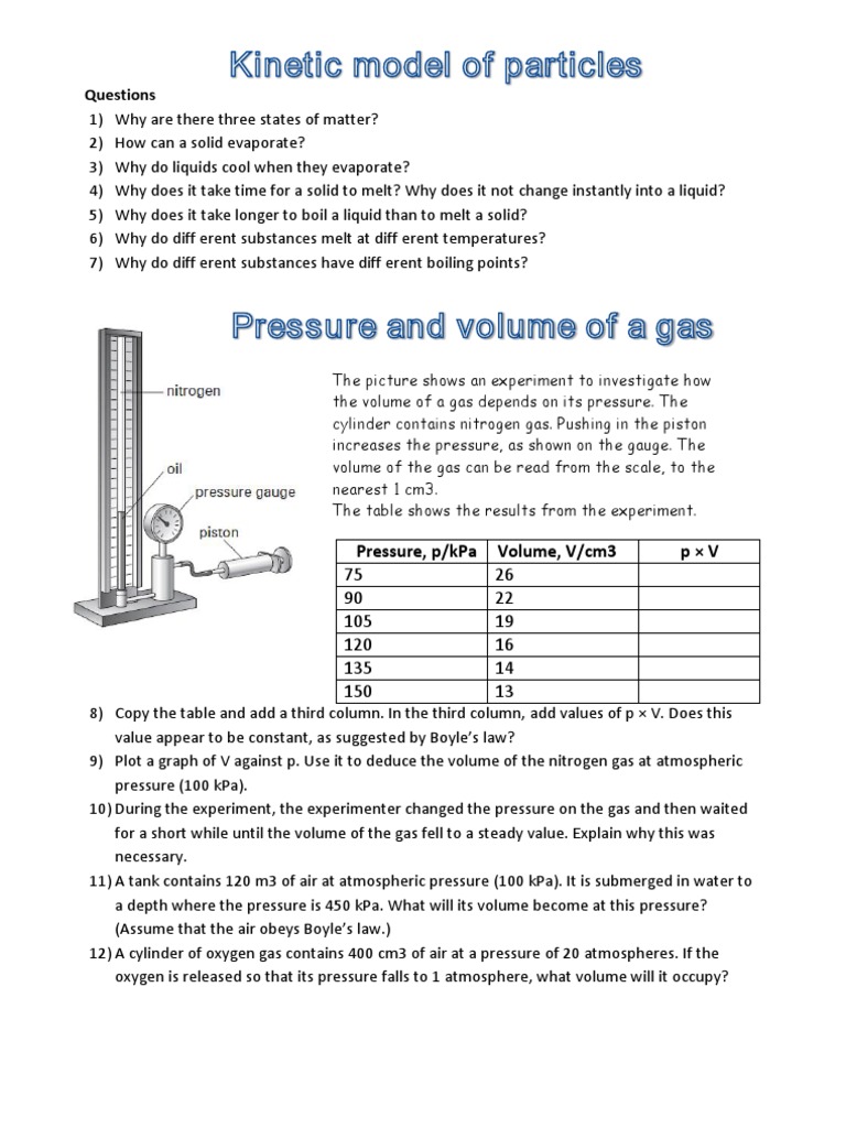 IGCSE Thermal Physics Worksheet