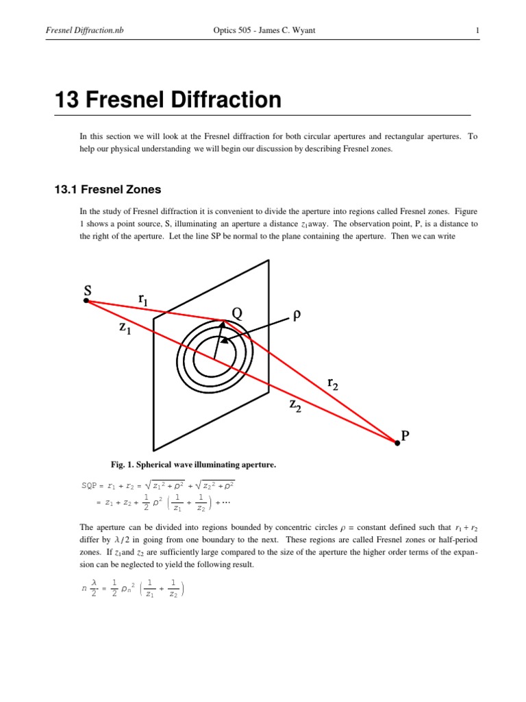 Fresnel Diffraction PDF | PDF
