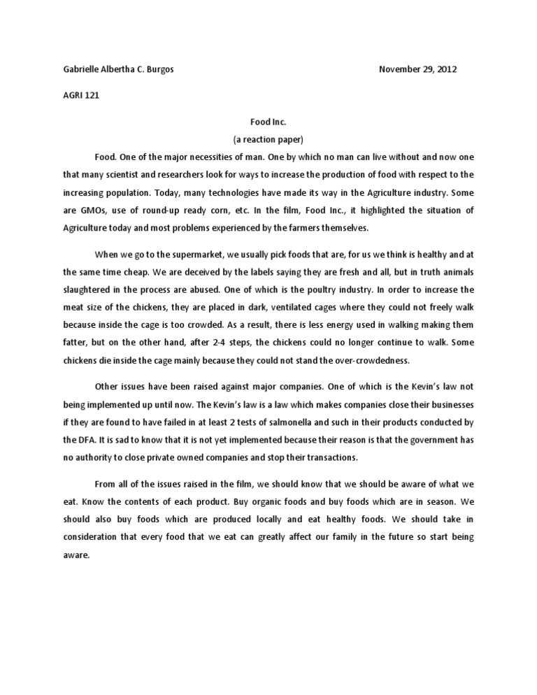 Food inc review essay picture