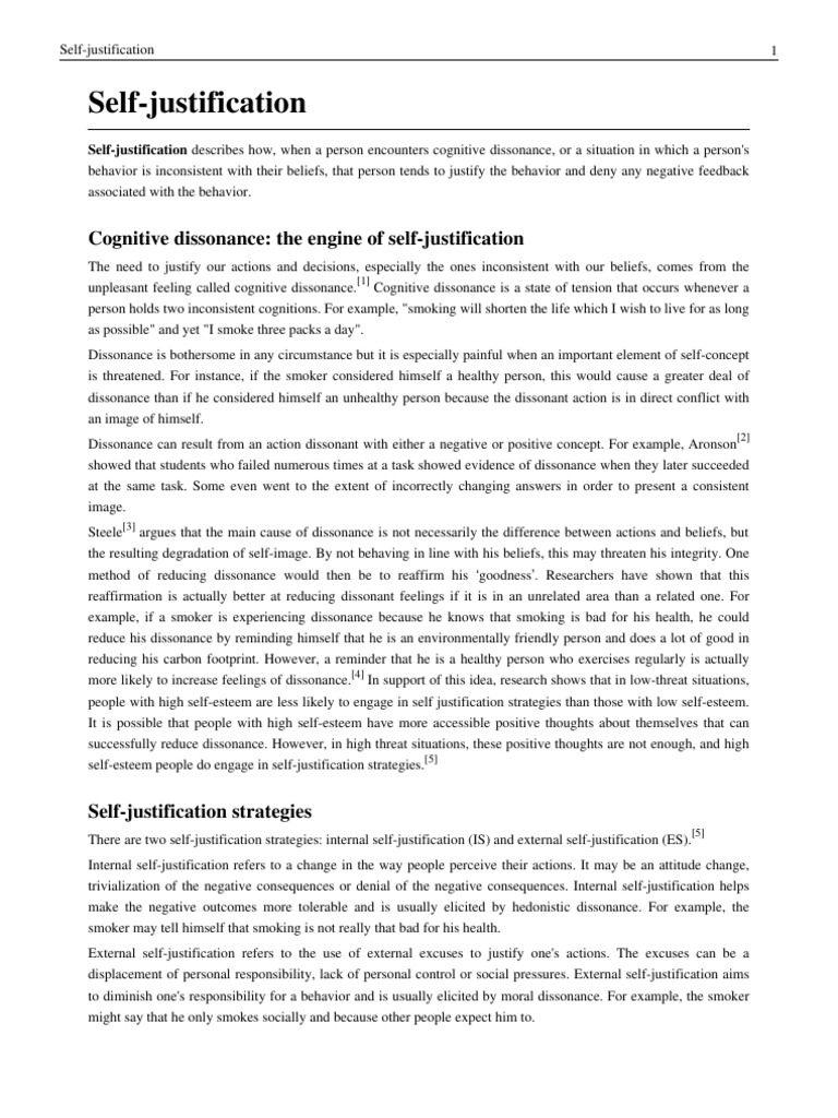 Self Justification PDF Psychological Attitude Social Psychology