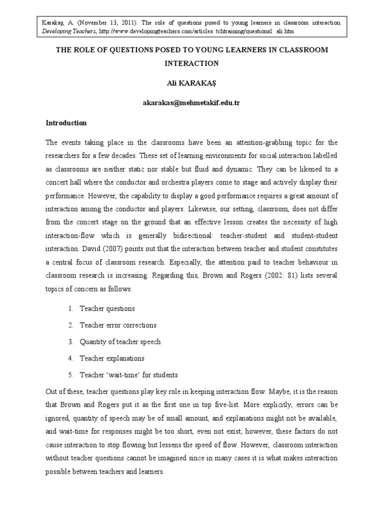 Classroom Interaction | PDF