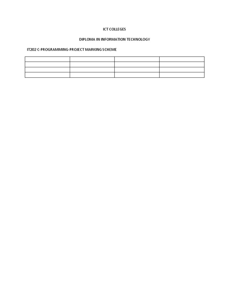 C-Programming Project Marking Scheme | PDF