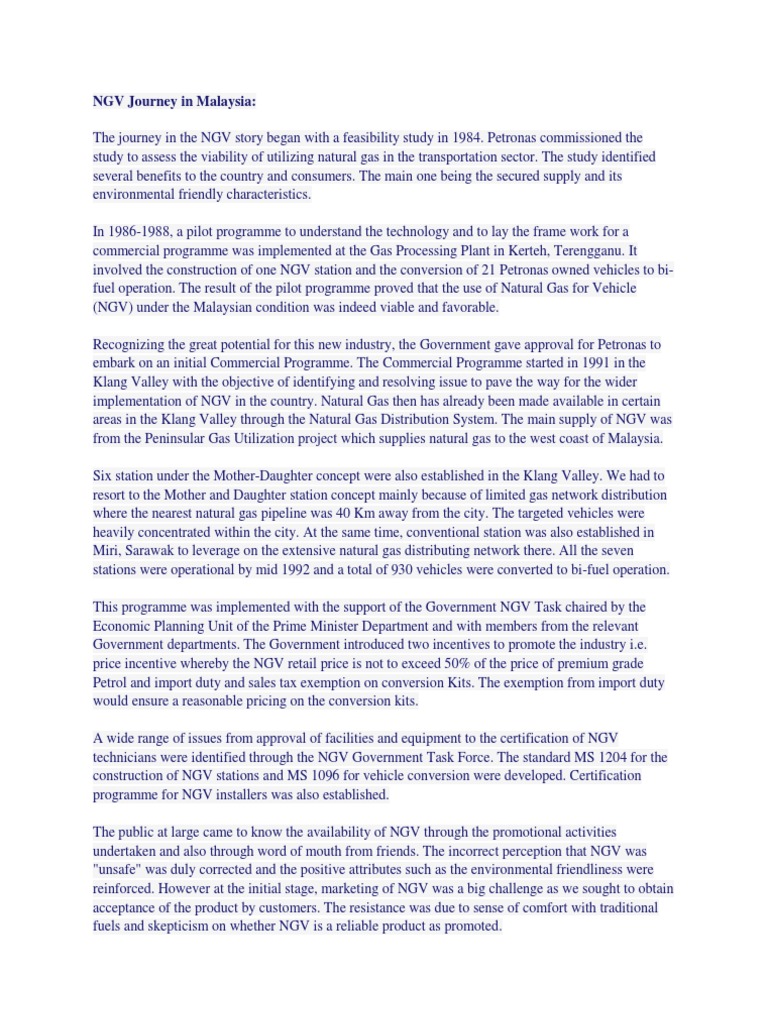 NGV Journey in Malaysia | PDF | Natural Gas | Malaysia