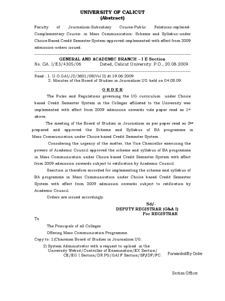 Syllabus of Journalism Calicut University PDF Microsoft Excel Radio