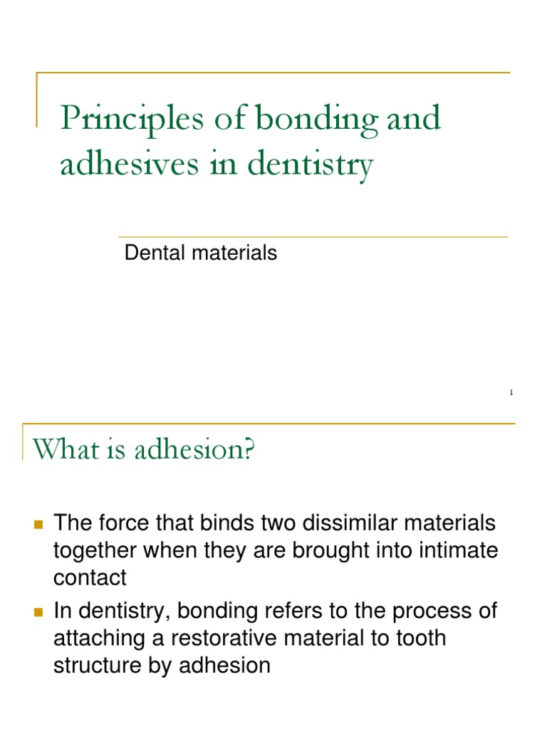 Bonding and Adhesives in Dentistry PDF Tooth Enamel Dental Material