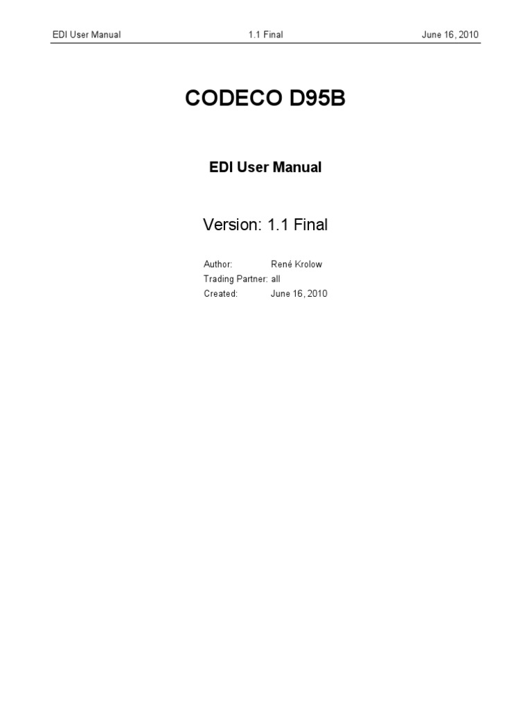 CODECO D95B EDI User Manual | PDF | Dangerous Goods | Electronic Data ...