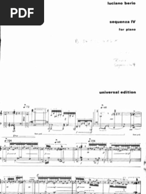 Piano) Berio - Sequenza IV | PDF | Compositions | Entertainment