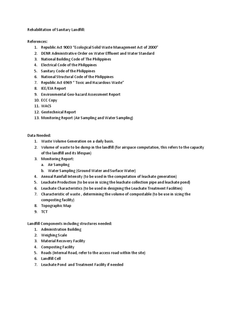 Sanitary Landfill Thesis Guide Pdf
