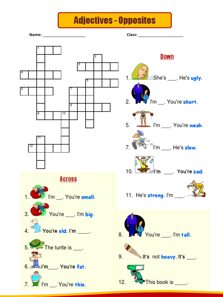 adjectives-crossword-pdf