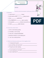 Present Continuous: A-Complete The Sentences With The Present Continuous of The Verbs in Brackets