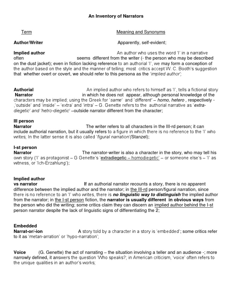 An Inventory of Narrators | PDF | Narration | Narrative