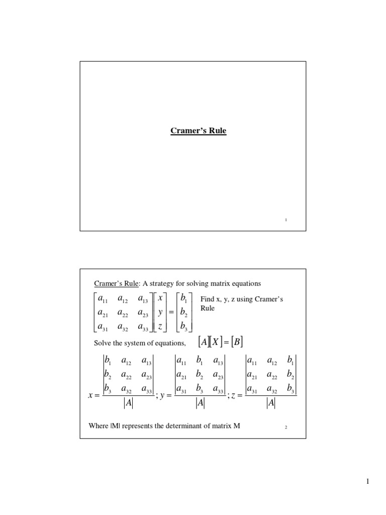 Cramer's Rule | PDF