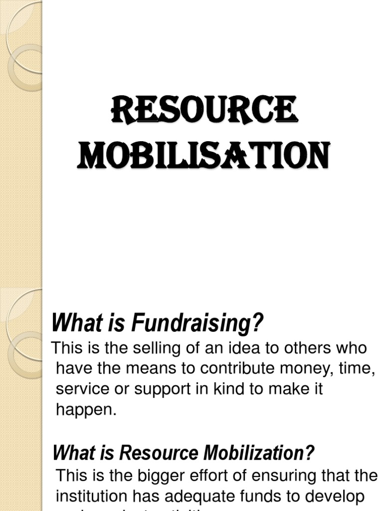 Understanding Resource Mobilization | PDF | Fundraising | World Food ...