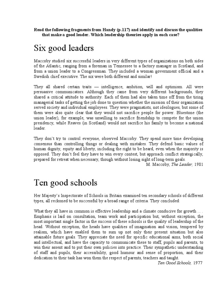 Qualities of Effective Leaders | PDF | Leadership | Behavioural Sciences