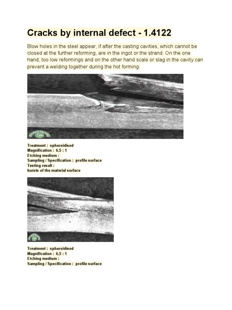 Internal Defects in Steel Casting Analysis | PDF | Technology & Engineering