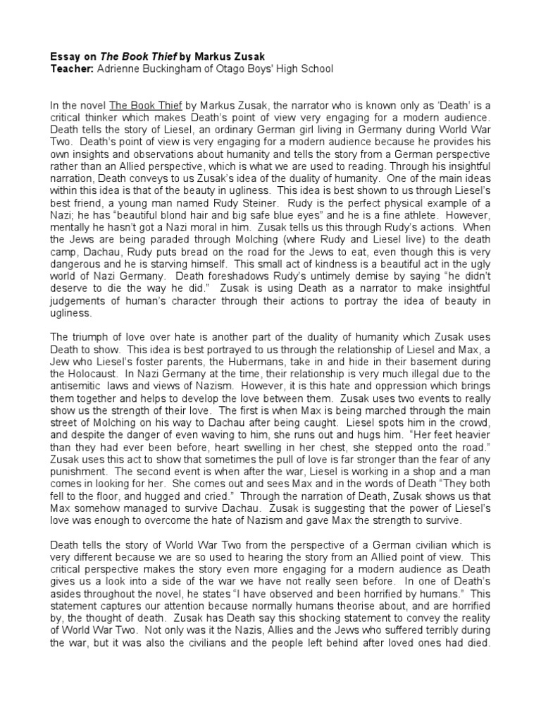 Essay On The Book Thief PDF Narration Nazi Germany