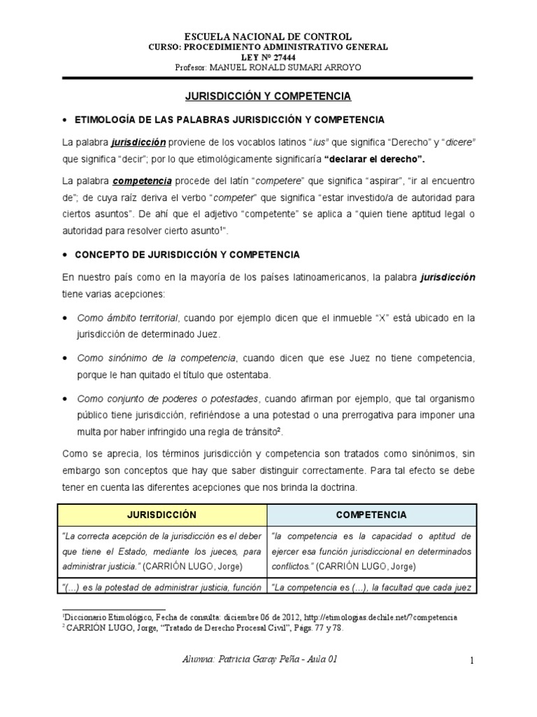 Jurisdicción y Competencia en Derecho | PDF | Jurisdicción ...
